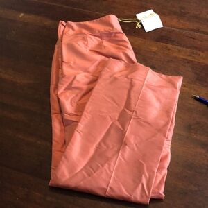 NWT Shantung Silk sz 8 peach Talbots Petites straight leg lined slacks